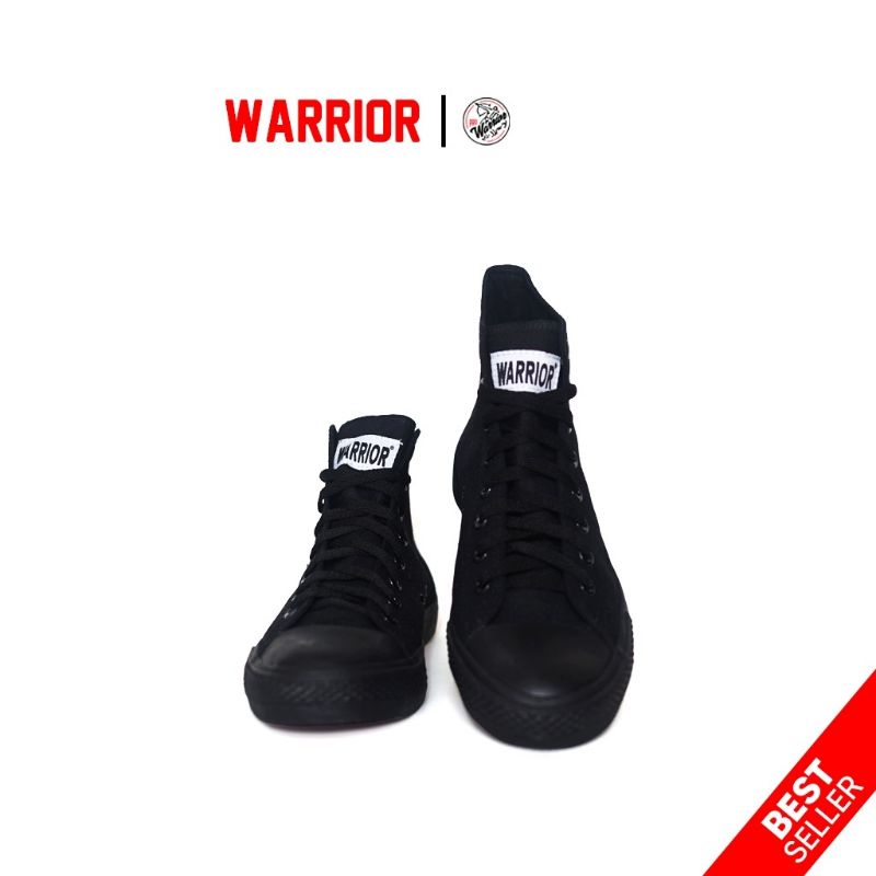 Sepatu Warrior Sparta All Black HC - Sepatu Sekolah Warrior Pendek