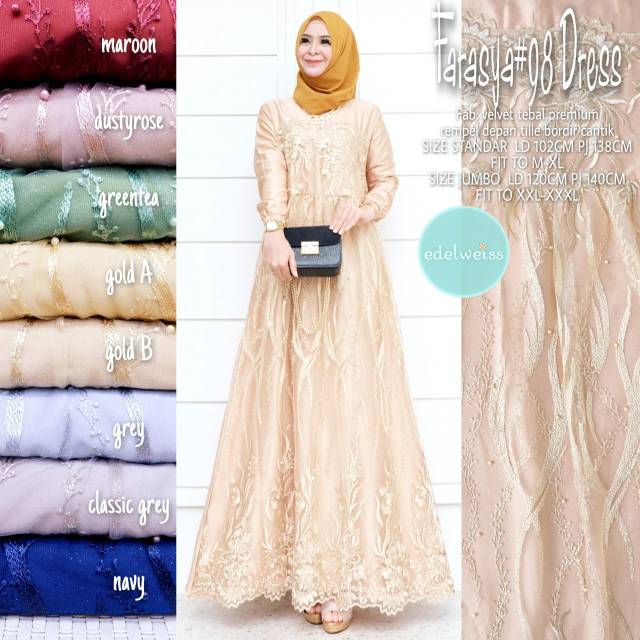 Dress Muslim Jumbo xxxl Farasya Dress #98 Gamis Kondangan BigSize Ld 130cm Gamis Brukat Jumbo Gamis Lebaran Terbaru Dress Muslimah Gaun Pesta Gamis Seragam Pernikahan Outfit Bridesmaid Gamis Broklat Terbaru Outfit Kondangan Terbaru Gamis Warna Putih