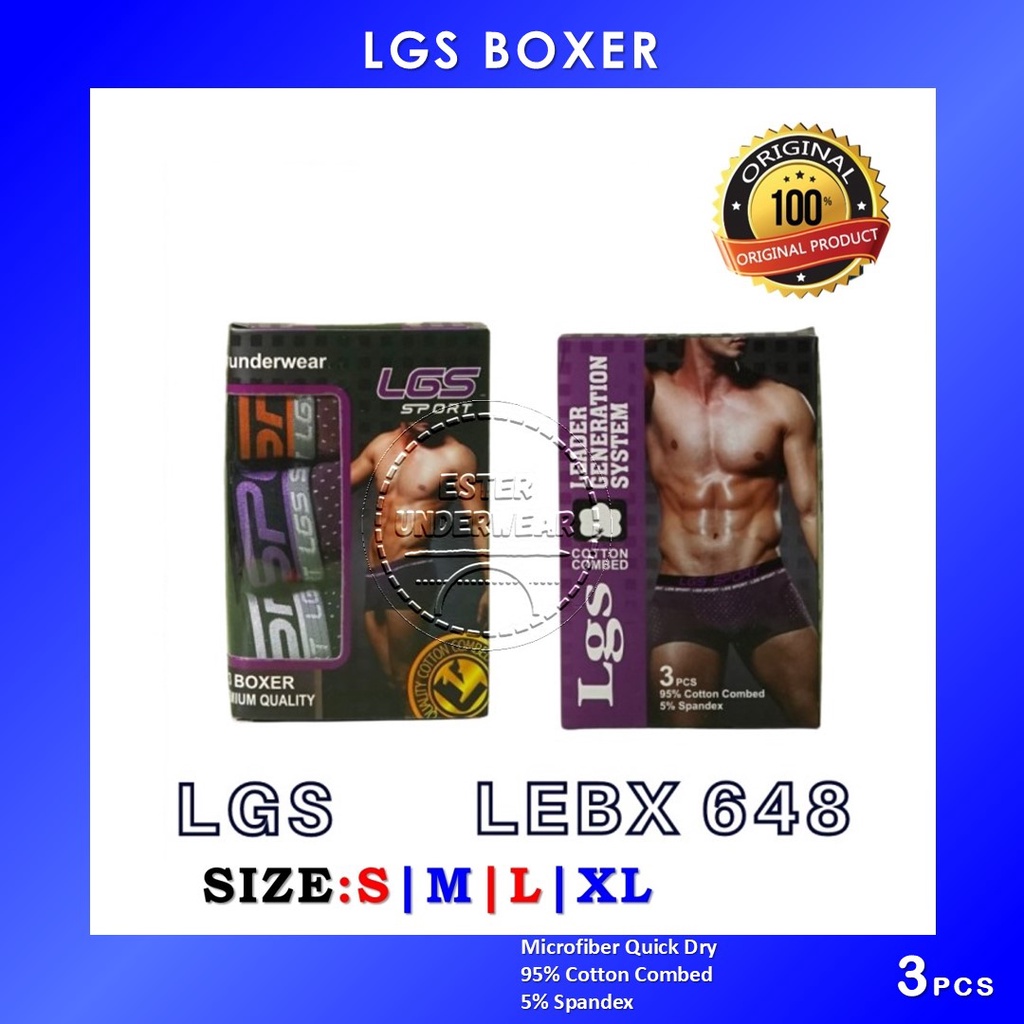 Celana Boxer Pria LGS 648 ISI 3Pcs|Celana Boxer LGS SPORT