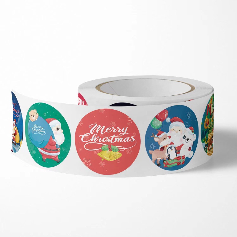 500 Pcs / roll Stiker Label Segel Desain Santa Claus Merry Christmas Untuk Alat Tulis Amplop