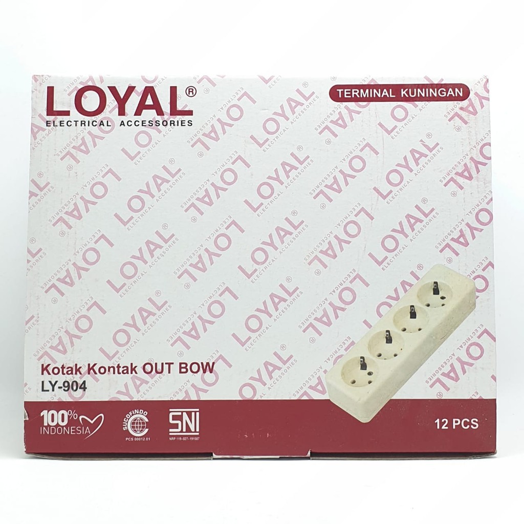 @12 Pcs (1 Kotak) LY-904 Loyal 4 Lubang (Tanpa Led &amp; Kabel) / Stop Kontak Arde 4L / OB Stop Kontak /