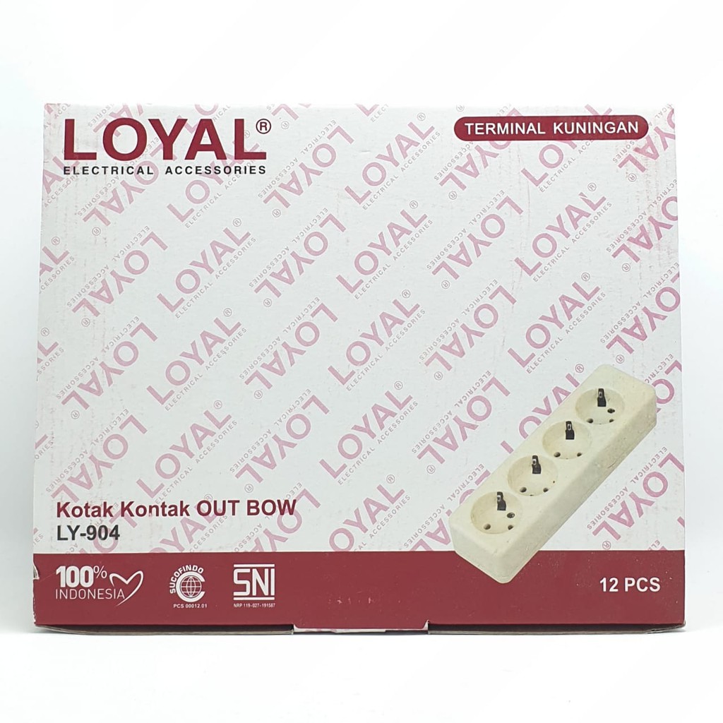 @12 Pcs (1 Kotak) LY-904 Loyal 4 Lubang (Tanpa Led &amp; Kabel) / Stop Kontak Arde 4L / OB Stop Kontak /