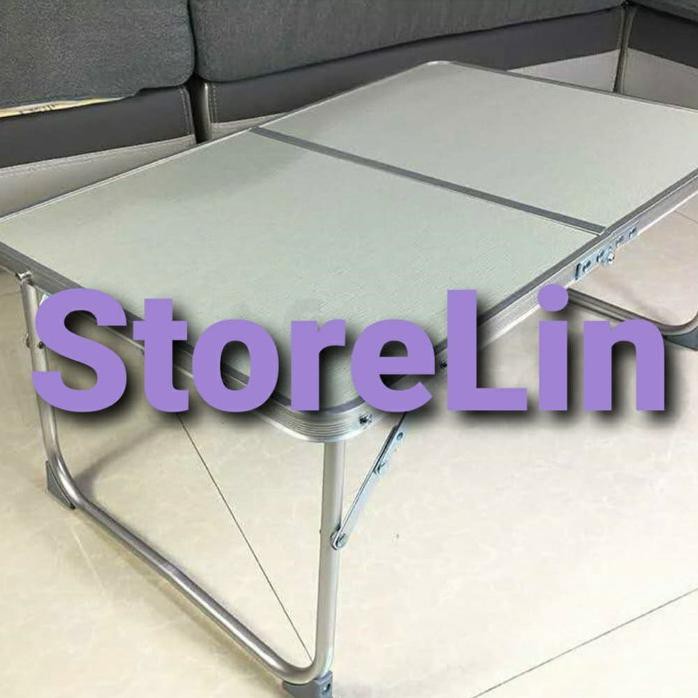 MEJA KECIL ALUMINIUM MEJA MINI BELAJAR LIPAT KOPER MEJA PORTABLE KOPER - PUTIH