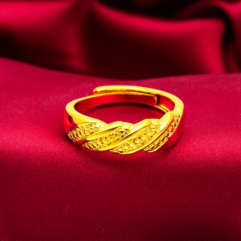 Cincin Emas Emas Asli Kadar 375 Model Terbuka Dapat Disesuaikan Untuk Wanita