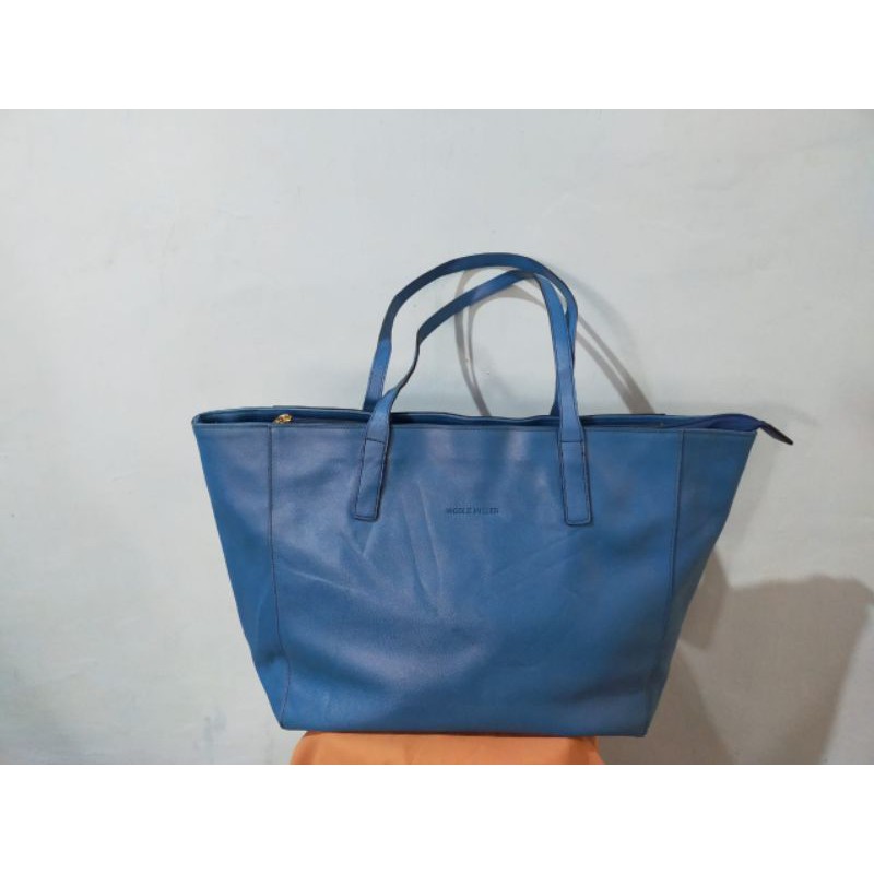 tote bag nicole miller biru elektrik