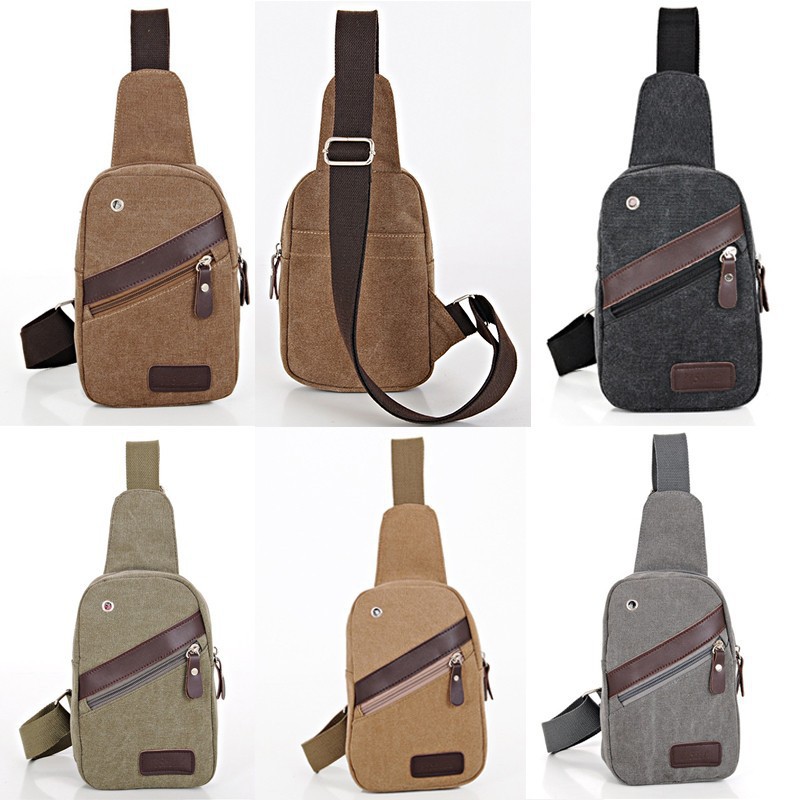 *MODEL BARU*  Tas Pria Impor Import Selempang Slempang Kanvas Canvas Punggung Kulit  *TERLARIS*