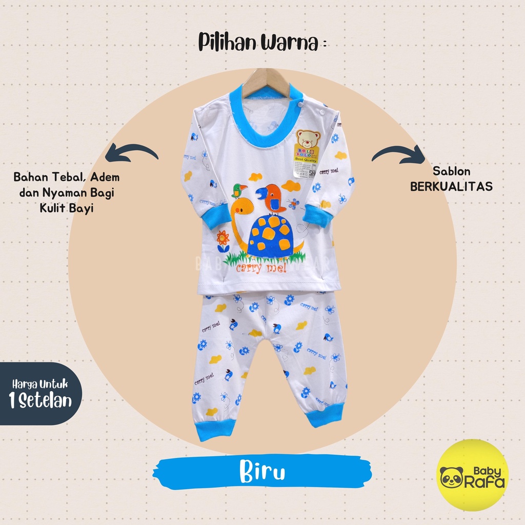 Setelan Piyama Baju Bayi Panjang 3 - 18 Bulan merk Bolo - Bolo SNI motif Kura - Kura