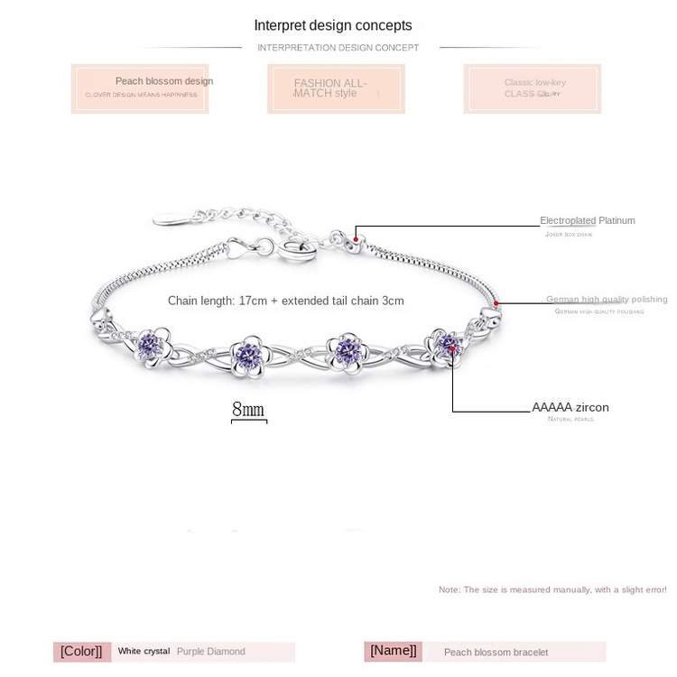 Gelang Desain Bunga Mekar Bahan Stainless Steel S925 Gaya Vintage