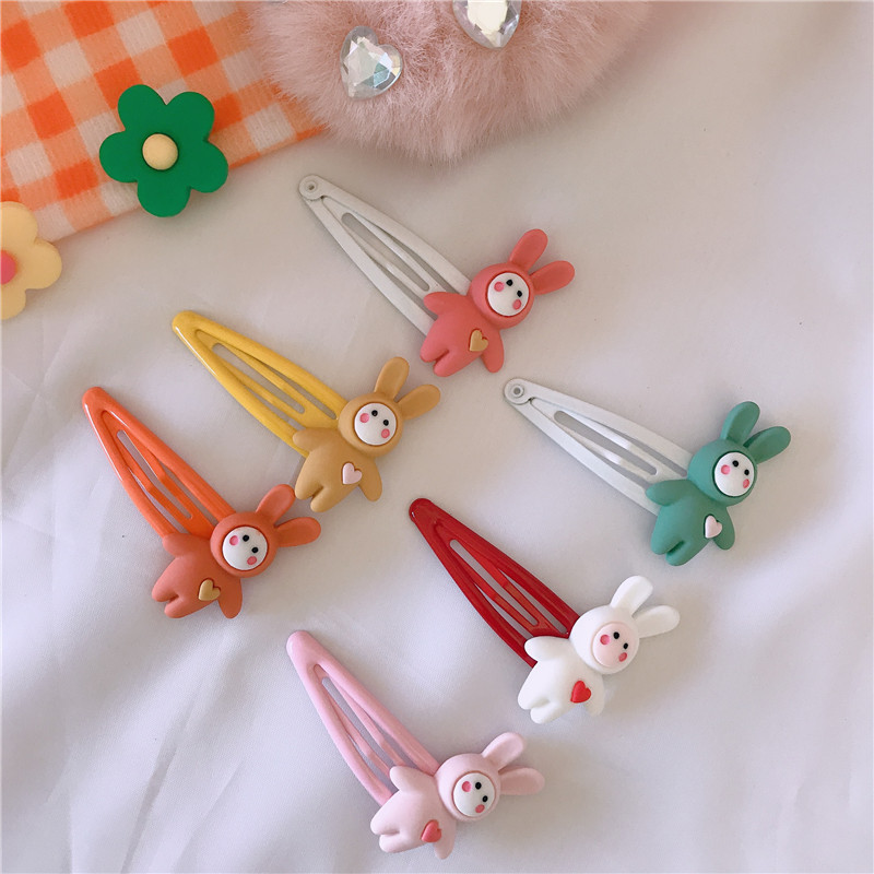 We Flower 1pc Jepit Rambut Bobby Pin Motif Kartun Kelinci / Hati Untuk Anak Perempuan