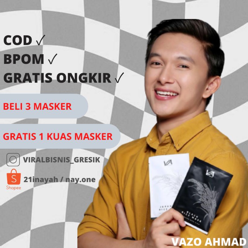 PROMO TERBATAS BELI 3 GRATIS 1 KUAS MASKER  MASKER BERAS BYVAZO ORIGINAL | MASKER BERAS JEPANG & BER