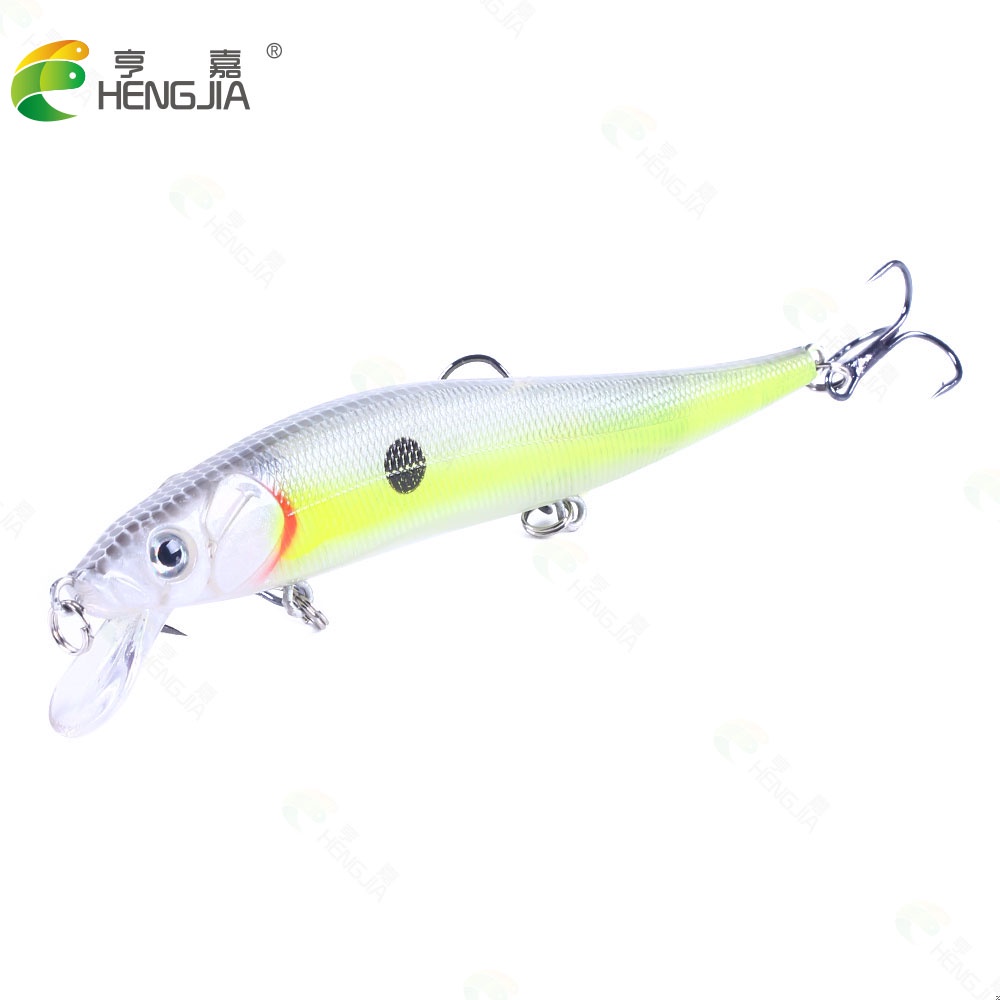 Hengjia 1pc Umpan Pancing Hardlure Bentuk Ikan Kecil Mata 3d 11.5cm 13.1g Dengan 3 Kail 11.5cm