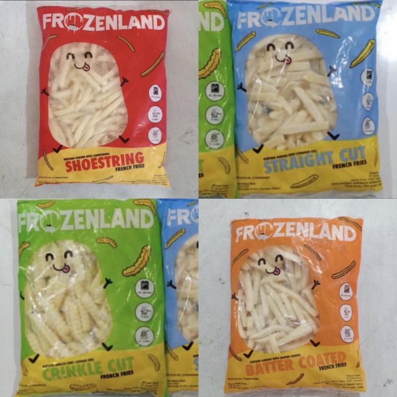 FROZENLAND Kentang Goreng 1kg Shoestring Straightcut Crinklecut Batter Coated Keju