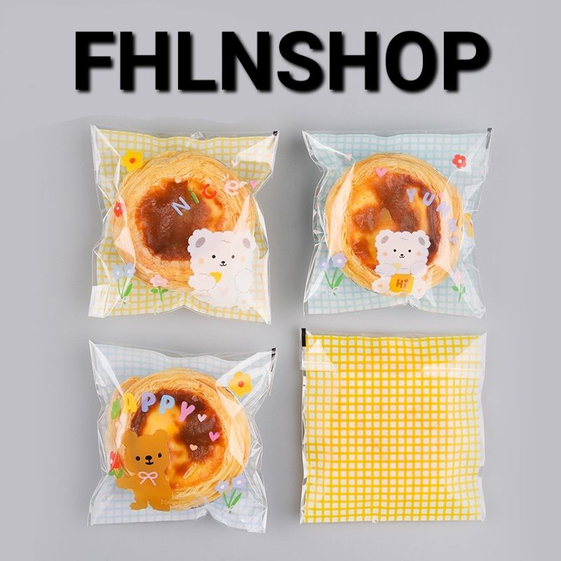 

20pcs kantong plastik biskuit motif bear bentoy lucu/cookies bag milky joy souvenir colorful