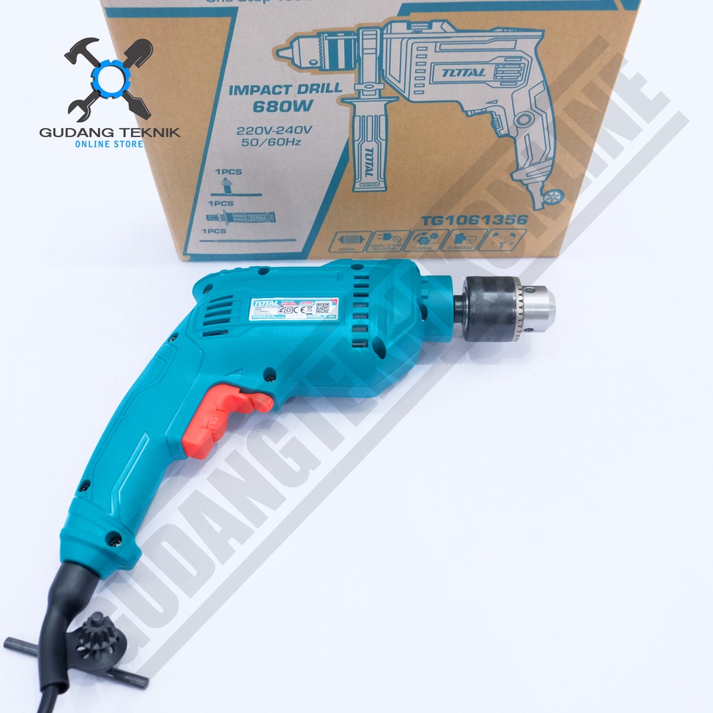 Mesin Bor Tangan 13mm TOTAL TG1061356 / Impact Drill TG 1061356 - Bor Tembok Beton Kayu TOTAL