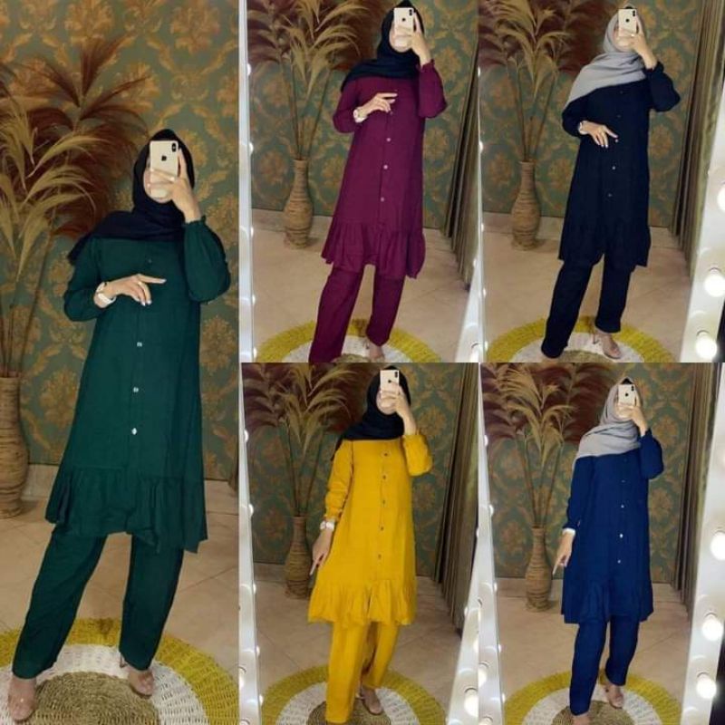 setelan tunik / tunik polos / tunik rayon / setelan