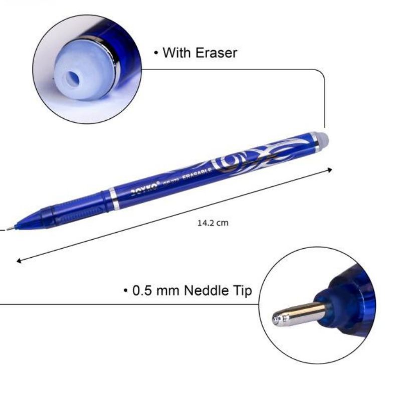 Bulpen Gel bisa dihapus | Erasable Pen Joyko | Plus Correction Pen Joyko Black &amp; Blue