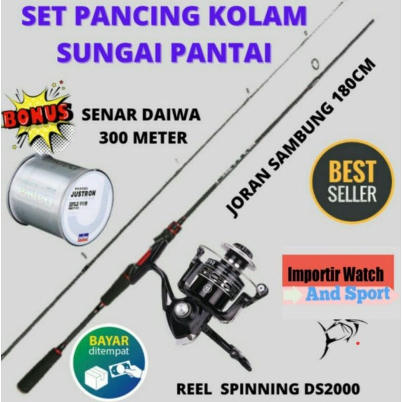 Set pancing kolam sungai pantai Joran sambung 180Cm Reel DS2000 PROMO COD