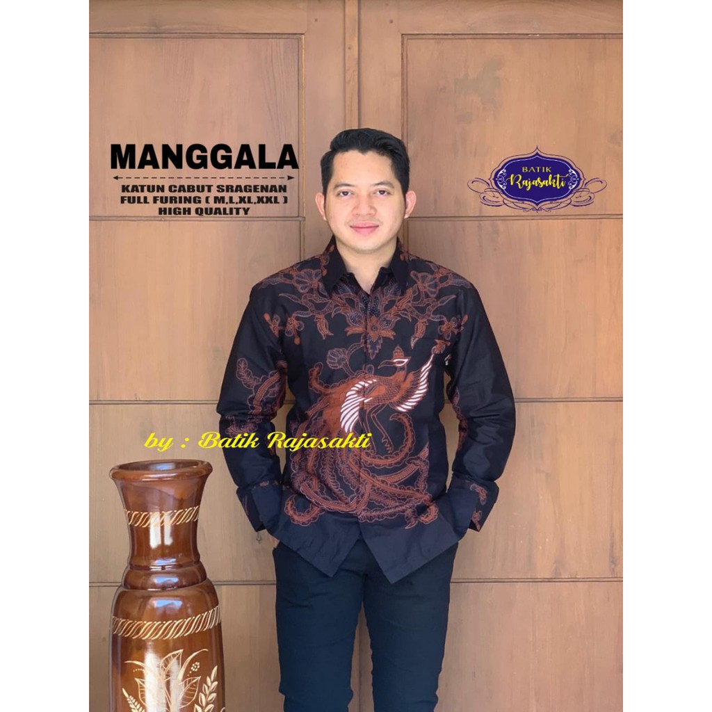 MANGGALA Kemeja Batik Pria Full Furing Bahan Katun Sragenan