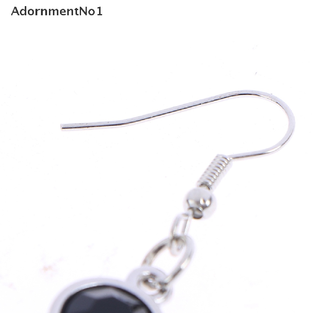 (AdornmentNo1) Anting Tusuk Gantung Desain Bulan Sabit + Bintang + Batu Kelahiran Hitam Gaya Gothic Untuk Wanita