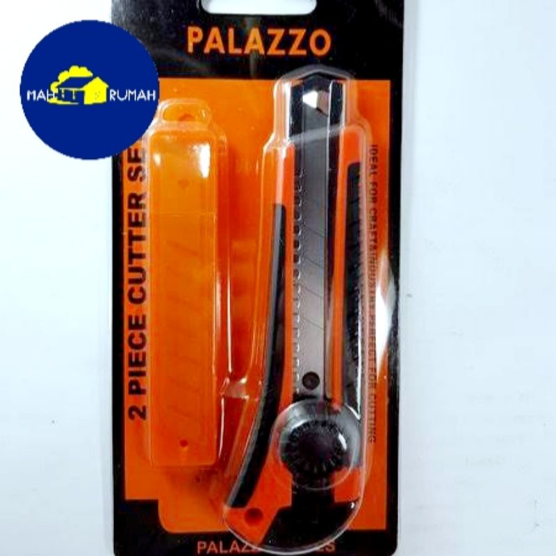 Pisau CUTTER BESAR 18mm + REFILL SET Gagang Karet Extra Isi Cutter - PALAZZO