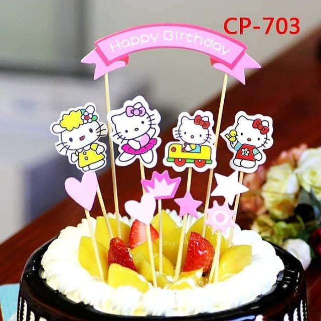 Cake Topper Happy birthday Tema Pirate Owl Princess Pororo Superman