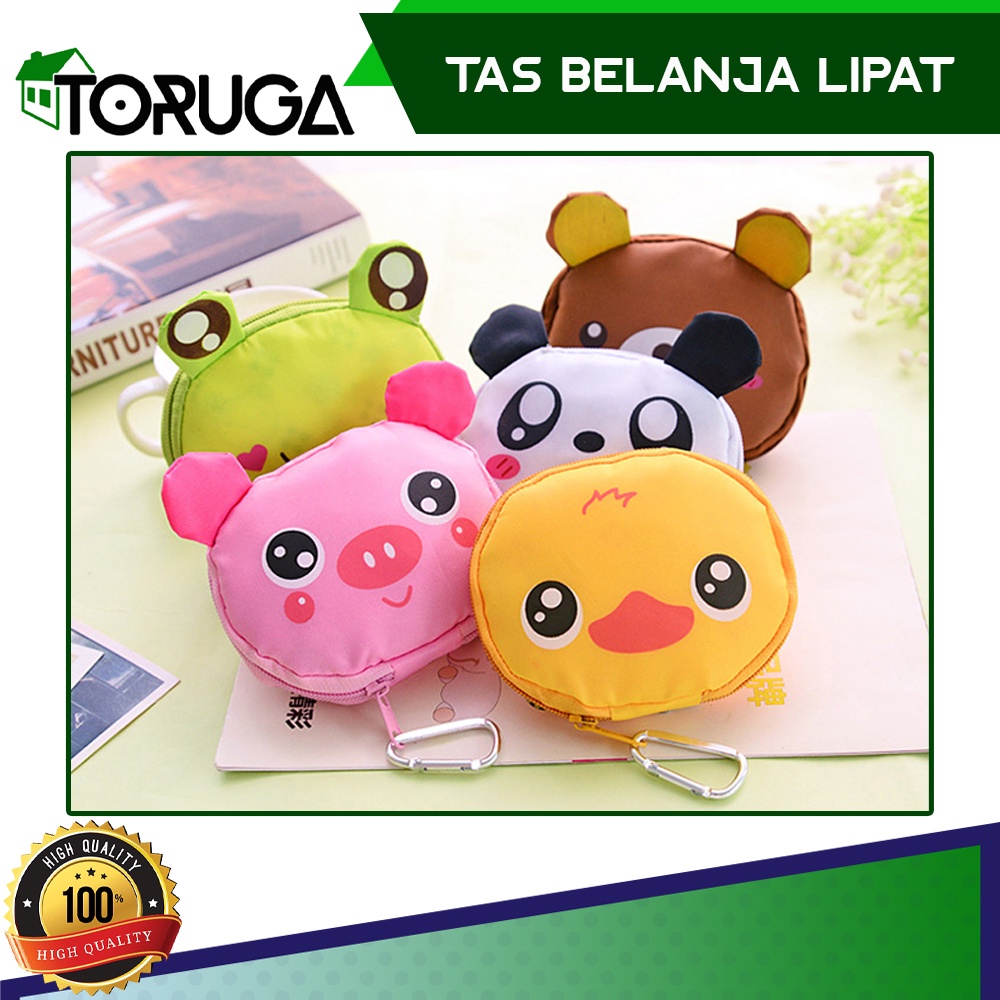 TOTE BAG KARAKTER TAS KANTONG BELANJA LUCU SHOPPING REUSABLE TAS LIPAT MINI