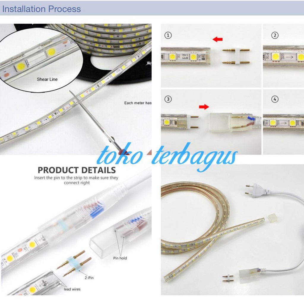 Lampu LED STRIP SELANG SMD 5050 100M 220v 100 M METER OUTDOOR DEKORASI