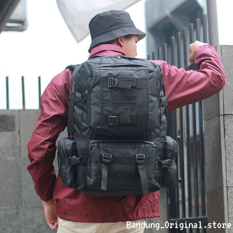 Original - Tas Punggung Keril Semi Carier Pria Ransel Hitam Army Loreng 40 Liter Tantical Termurah
