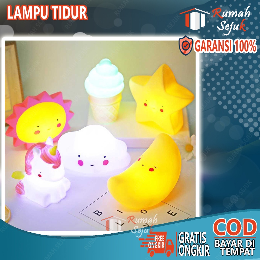 RS - Lampu Tidur LED Hias Kamar Ruang Meja Dekorasi Bintang Bulan Awan Unik Lucu imut Anak RS-74823