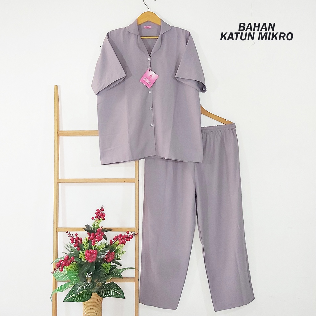 XXL 5L Setelan Jumbo Rayon Polos Premium Basic Pajamas Bigsize LD 120 140 Piyama Ukuran Besar Oneset Daily Sleep Wear Setcel Jumbo LD 110 120 Bigsize-Pajamas Hawai Aqua