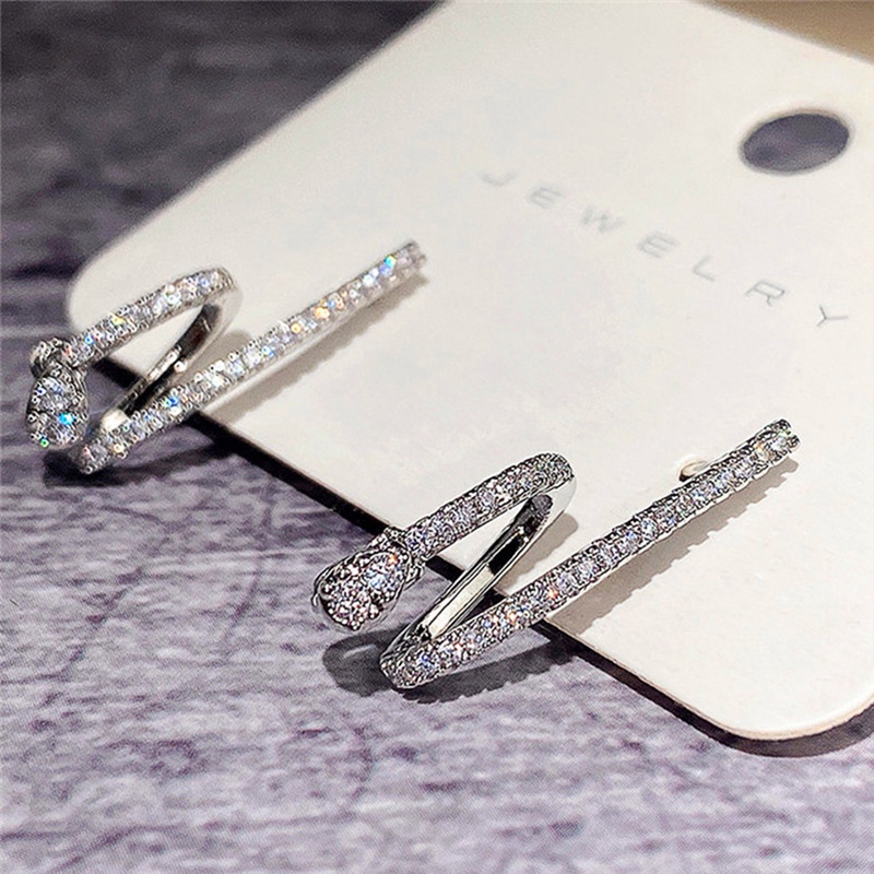 Anting Stud Bentuk Geometris Bahan Cubic Zirconia Untuk Wanita