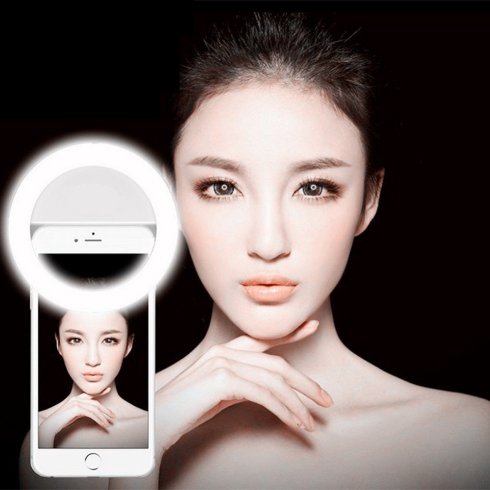 Selfie Spotlight LED Flash Lamp Phone Ring - White