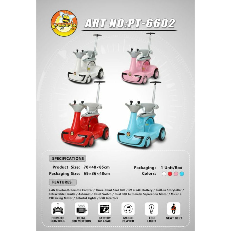 mobil aki tongkat dorong Pacific Toys PT 6602