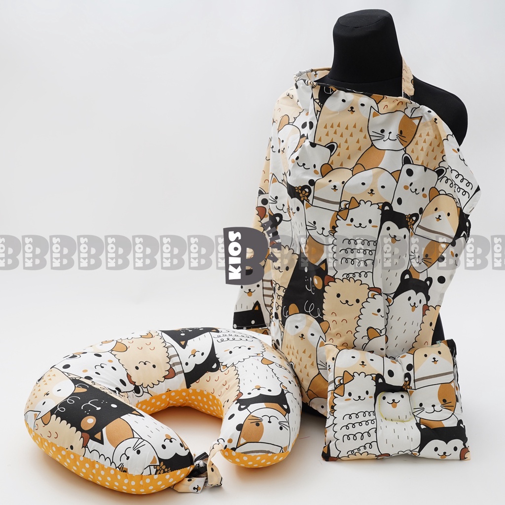 Paket Bantal Menyusui Bayi Bansu Multifungsi 3in1 Jumbo Besar + Apron Menyusui Nursing Cover + Bantal Peyang Bayi Moms Baby
