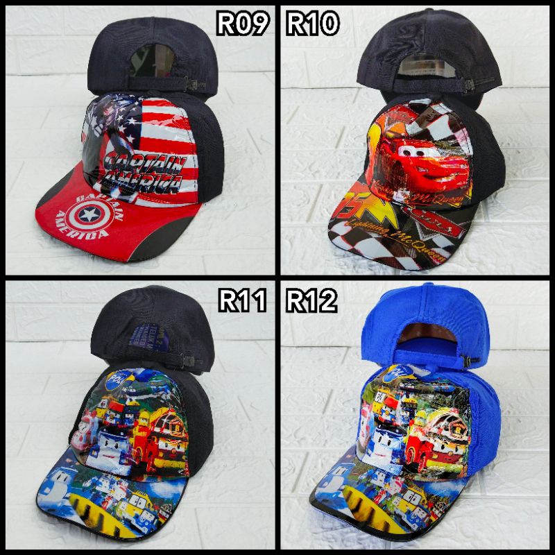 Topi balita 4 5 6 tahun anak TK boy girl / cowok cewek balita lucu karakter kartun gambar keren