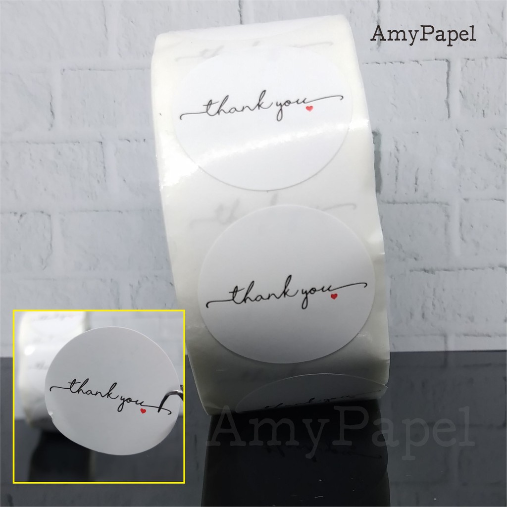 

*AP* stiker label Thankyou White100 pcs