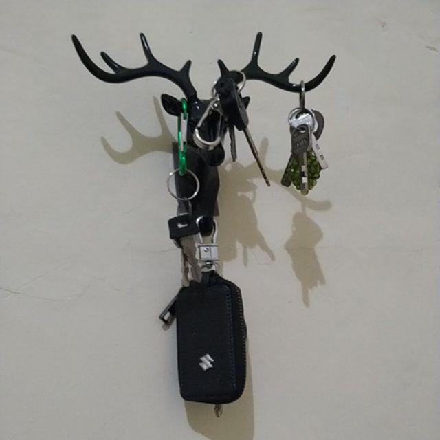 Doe Deer Key Hooks Stand Hanger Gantungan Kunci Dinding Tanduk Rusa