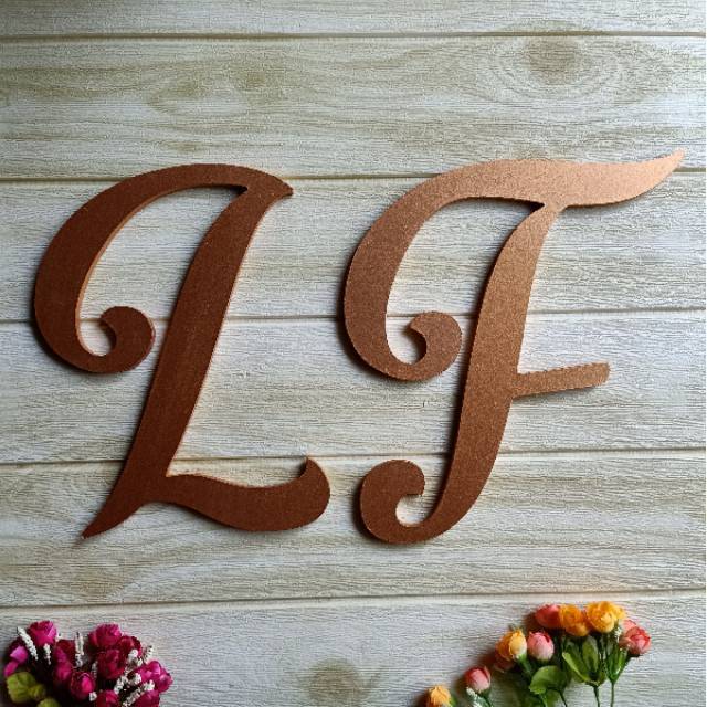 20 cm Huruf Inisial Timbul Tulisan Kayu Wedding Decor