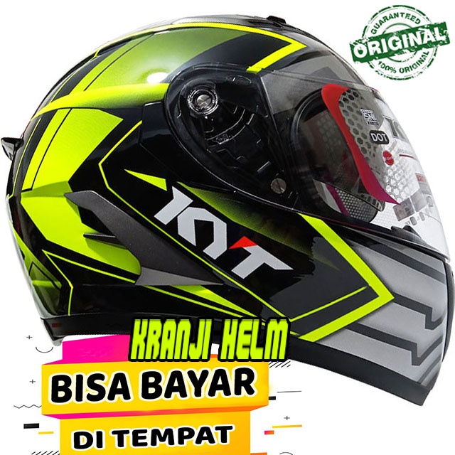Helm fullface / Helm kyt falcon 2 armour black yellow fluo terlaris