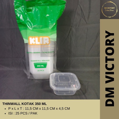 Thinwall Kotak 350 ml (25 pcs) Klir / Thinwall Square / Kotak Kecil