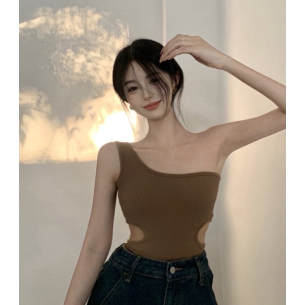 Tanktop 25 atasan crop top wanita pakaian dalam korean style-Coklat