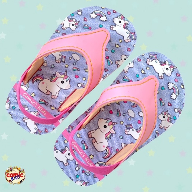 COMICKIDS Sandal Jepit Anak Perempuan Sendal Japit Bayi Balita Cewek Kids Slippers Flipflop Warna Ungu Pink Flip Flop Baby Girl SWEET UNICORN