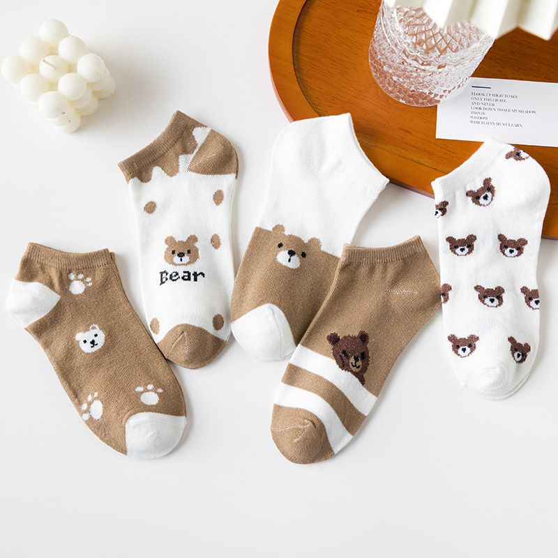 [littlecrab] Kaos Kaki Beruang Coklat Cute Women Socks Import Kaos Kaki Berkualitas Brown Bear Kaos Kaki Lucu Korean Style