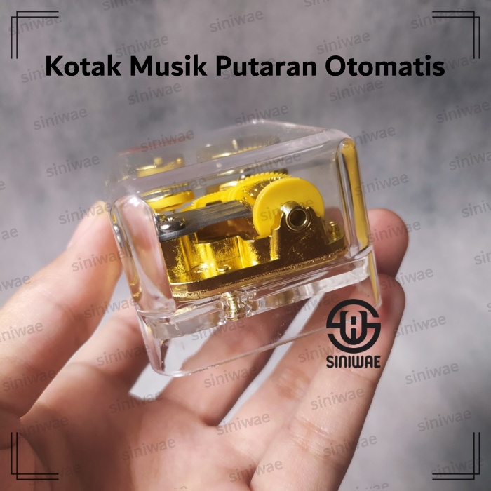 Kotak Musik Otomatis Putar Music Box Automatic Acrylic Akrilik Kado Ulang Tahun Unik Vintage Antik