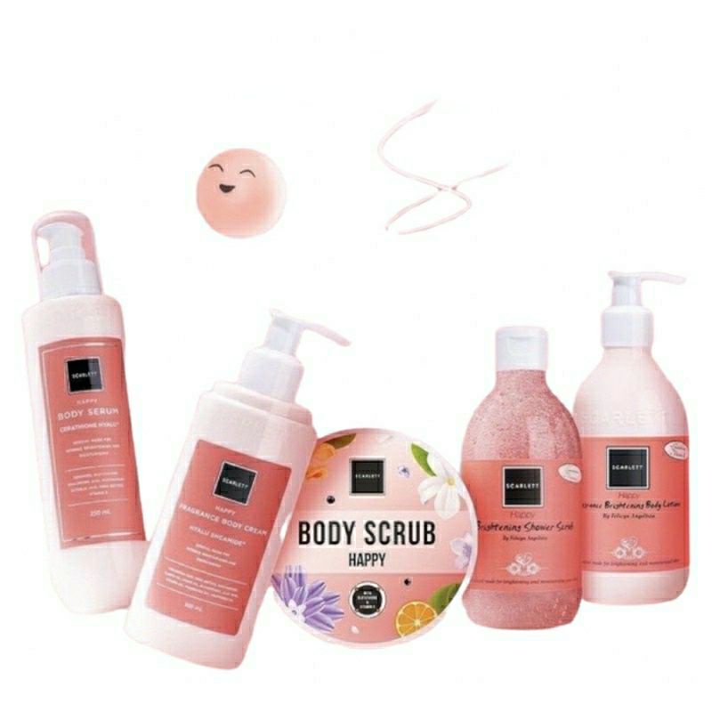 SCARLETT WHITENING HAPPY SERIES ORIGINAL BY FELICYA ANGELISTA - PAKET PEMUTIH BADAN BPOM