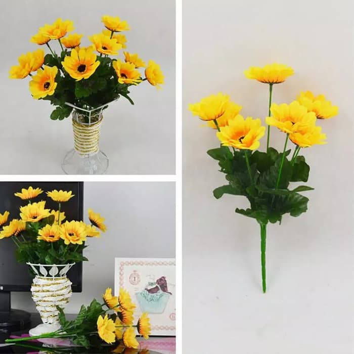 Tanaman bunga matahari artifisial kembang plastik - buket pohon tiruan plastik artificial
