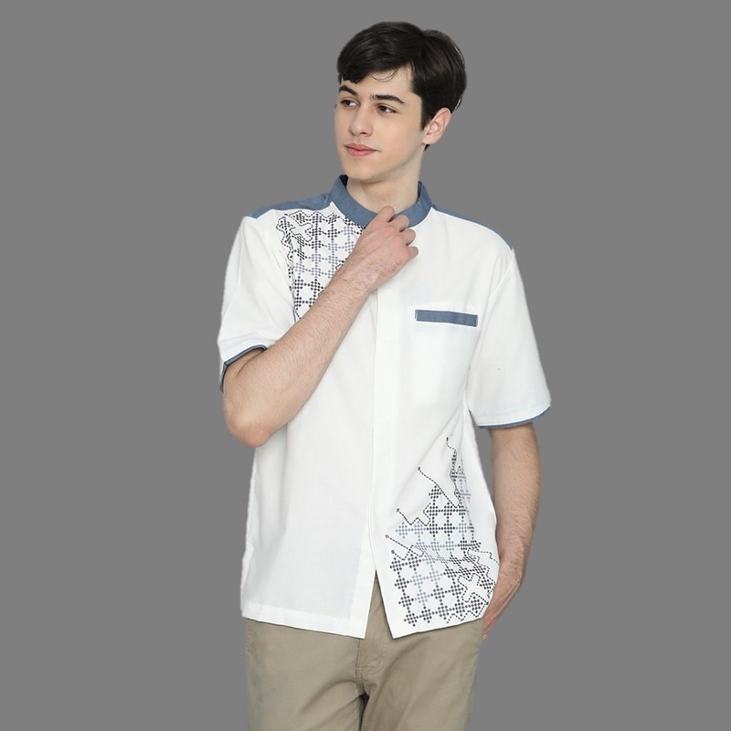 Baju koko lengan pendek pria dewasa bordir aplikasi