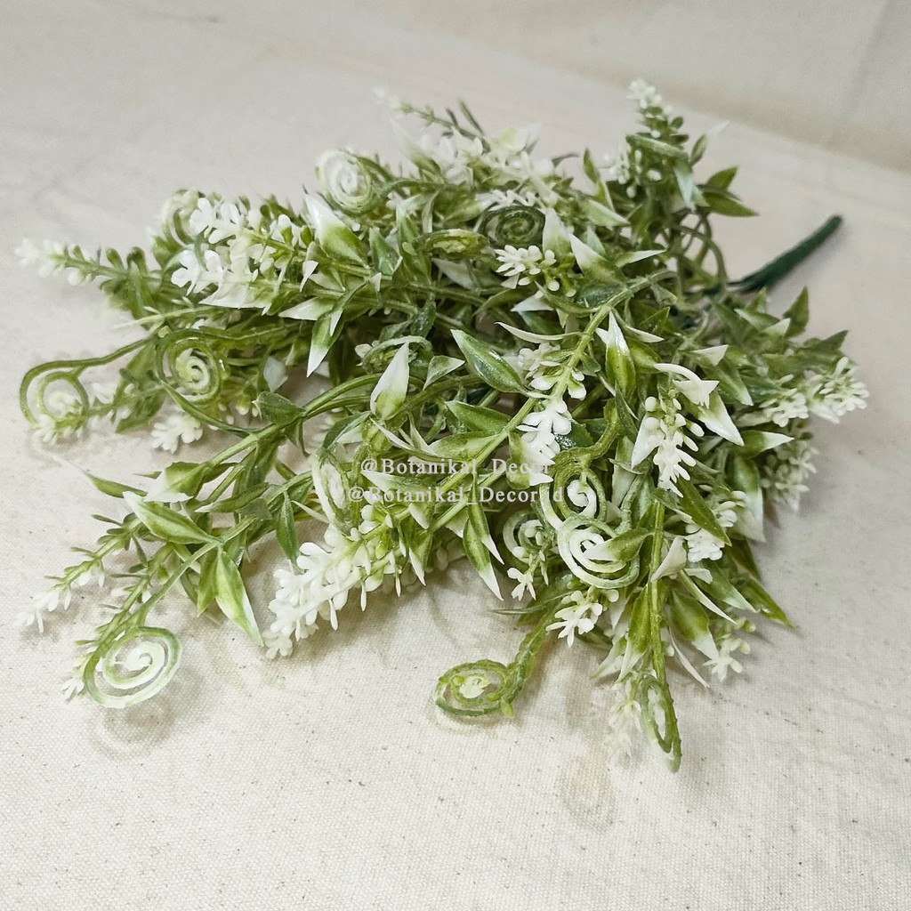 Artificial Flower Flocking Sea Horse Grass Bunga Plastik Palsu Salju Snow White Hias Dekor Rumah-7