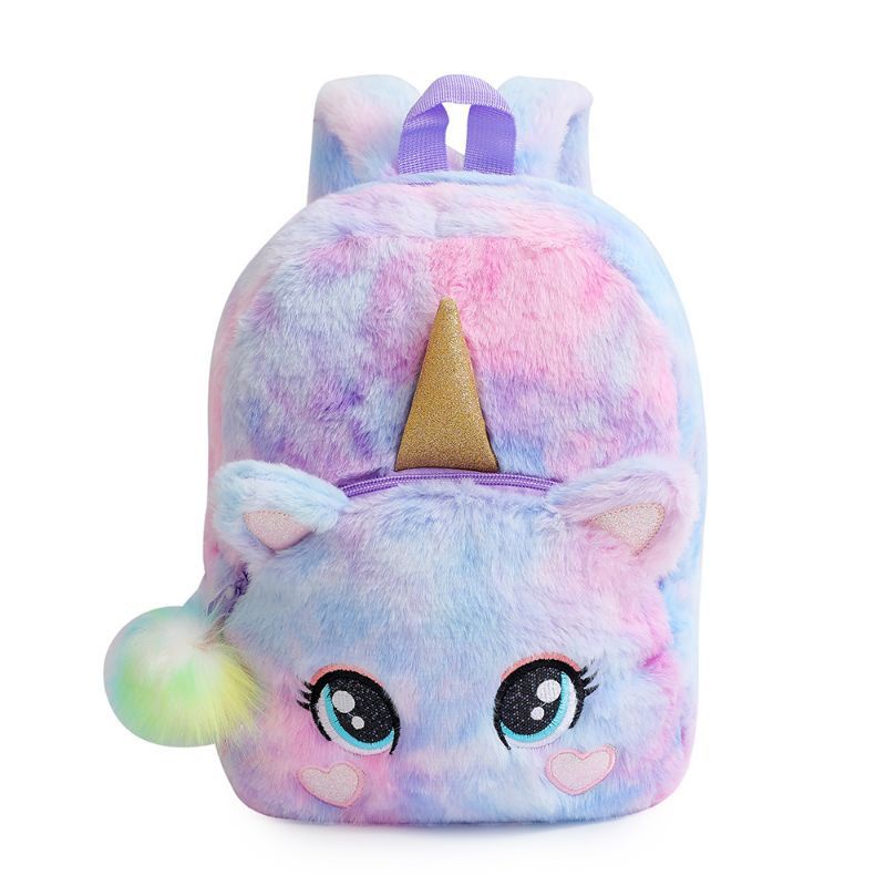 Tas Ransel Bulu Anak Perempuan Unicorn cat pom pom lucu kado anak perempuan import tas bulu