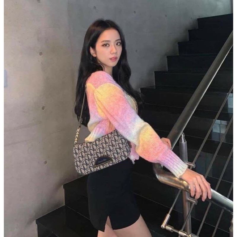 Jisoo Knit Rainbow Crop Cardigan